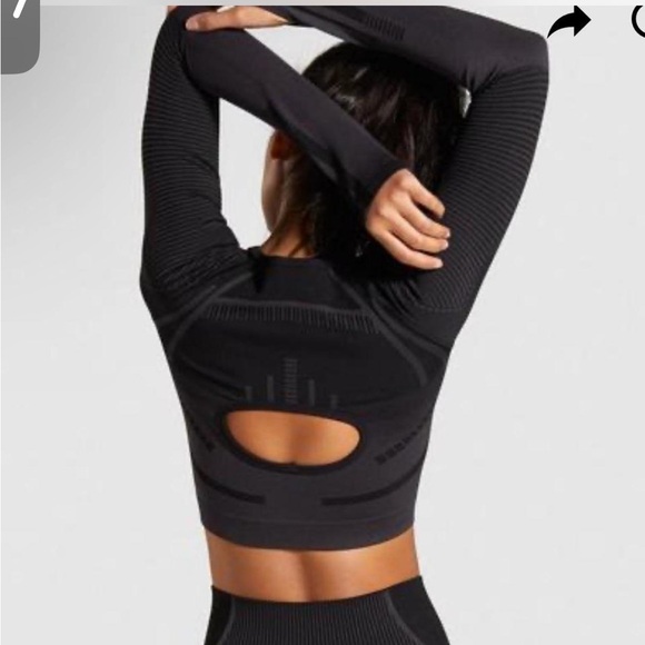 SOLD *** GYMSHARK GEO SEAMLESS LONGSLEEVE CROP TOP - Picture 2 of 3